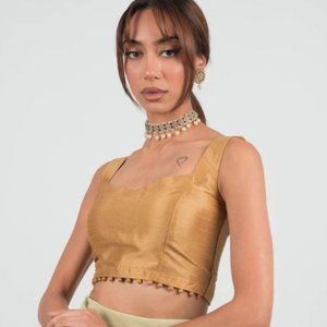 THE SAREE ROOM - Gold Pom Blouse Size L